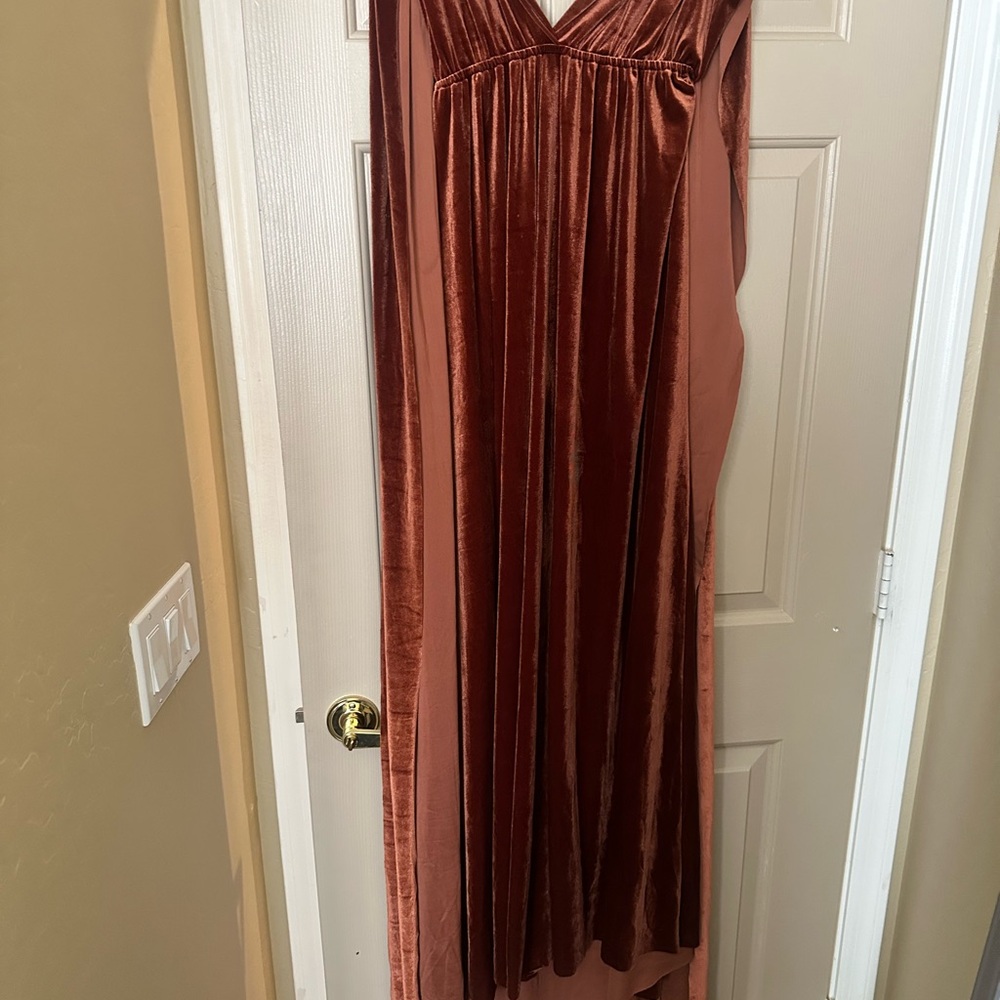 Elegant Velvet Wedding Dress in Rich Brown